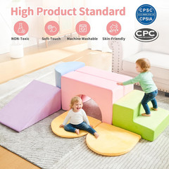 Climbing Toys for Toddlers Indoor,7-Piece Foam Toddler Climbing Blocks Set, Colo