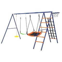 550lbs Playground Metal Swing Set Heavy Duty with Slide Outdoor Play for Kids US