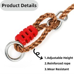 Adjustable 16″ Wooden Trapeze Bar with Rings – Swing Set Climbing Gym Accessorie