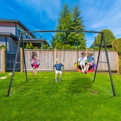 500lb Metal Swing Set Playground with 3 Swings Heavy Duty A-Frame Stand Backyard