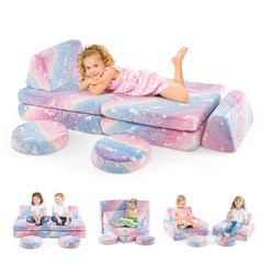Modular Kids Play Couch Set Glow in Dark Portable Handles Color Soft Foam Sofa