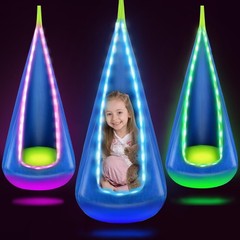 LED Light Up Kids Pod Swing Seat – Sensory Hammock Chair for Autistic Children,