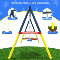 Saucer And Belt Kids Swing Set Outdoor Play Toy For Ages 4-8 Playground Backyard