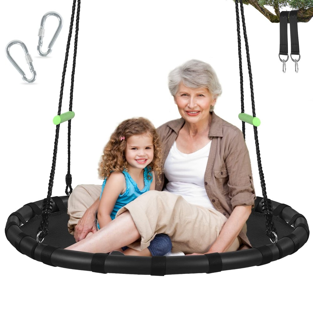 Tree Swing with PP Mat – Durable, Safe, and Easy to Install,Black Outdoor Sau…