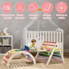 5-in-1 Montessori Climbing Set w/ Ramp Arch Ladder Cushion for Toddlers Kids