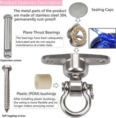 Antirust Swing Hanger Heavy Duty 360°+180°Rotation 1500LB Capacity Wood Playgrou