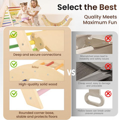 Pikler Triangle Set, 7-In-1 Foldable Climbing Toys for Toddlers 1-6 Years Old, W