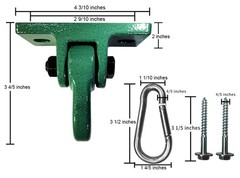 Heavy Duty Green Swing Hangers Screws Bolts Included Over 5000 lb Capacity 4 Pk.