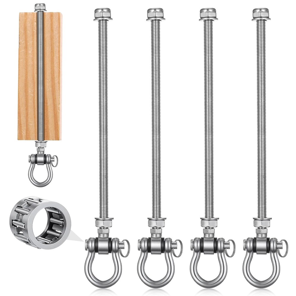 4 Pcs 1500LB SS 180° Heavy Duty Swing Hangers w/ Bearings for Hammocks/Porch