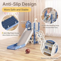 6 in 1 Toddler Slide – L-Shaped Baby Slide for Toddlers Aged 1-3 with Basketball