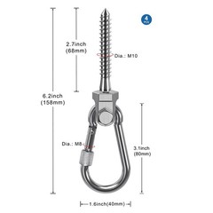 4Pcs Stainless Steel Swing Hanger Swing Bolt for Wood Beam 1500LB Capacity