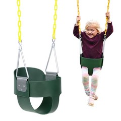 Heavy-Duty High Back Toddler Swing Seat with Coated Chains – Fully Assembled Gre