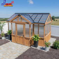 Savannah Chalet Style 14.5′ X 12′ Cedar and Polycarbonate Walk-In Greenhouse Kit