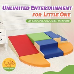 6-Piece Soft PU Leather Toddlers Climbing Toys, Baby Foam Climbing Blocks for…