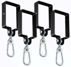 8 Pcs Metal Swing Set Accessories Kit w/ Hooks & Brackets for 4″x6″ Beam (Black)