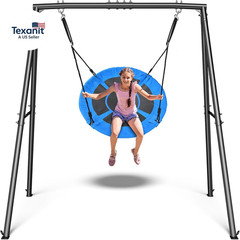 Saucer Swing with Frame for Kids Outdoor, 440Lbs Swing Set with Heavy Duty Metal