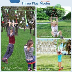 Backyard Obstacle Course Zip Line Slackline Ninja Kit