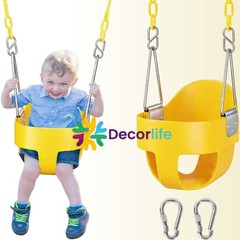 Toddler Bucket Swing Seat High Back Baby Swing with Coated Chains 330lb Yellow