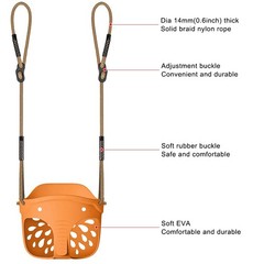 Heavy-Duty High Back Full Bucket Toddler Swing Seat with Locking Carabiners a…