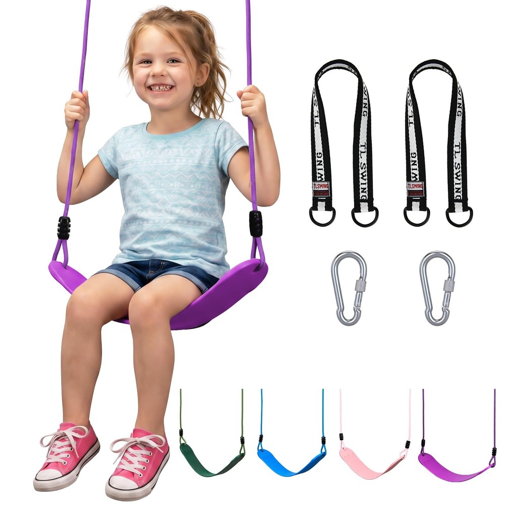 Heavy Duty Kids Swing Seat with 79″ Adjustable Rope, 330 lbs Capacity Swing S…