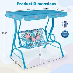 Honey Joy Kids Patio Swing 2-Seater Outdoor Porch Lounge Chair Canopy Flamingo