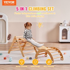 VEVOR Pikler Triangle Set 5in1 Montessori Climbing Toys for Toddlers Large Wood