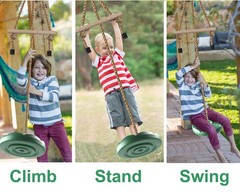 KINSPORY Disc Swing for Kids, 7FT Adjustable Monkey Bars, Outdoor Play Seat