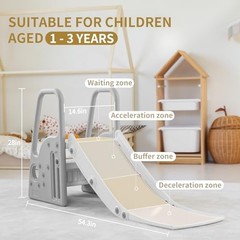 3 in 1 Toddler Large Play Climber Slide PlaySet with Extra Long Slipping Gray