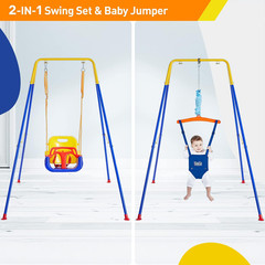 FUNLIO 2 in 1 Swing Set for Toddler & Baby Jumper, Heavy Duty Kids Swing & Bounc