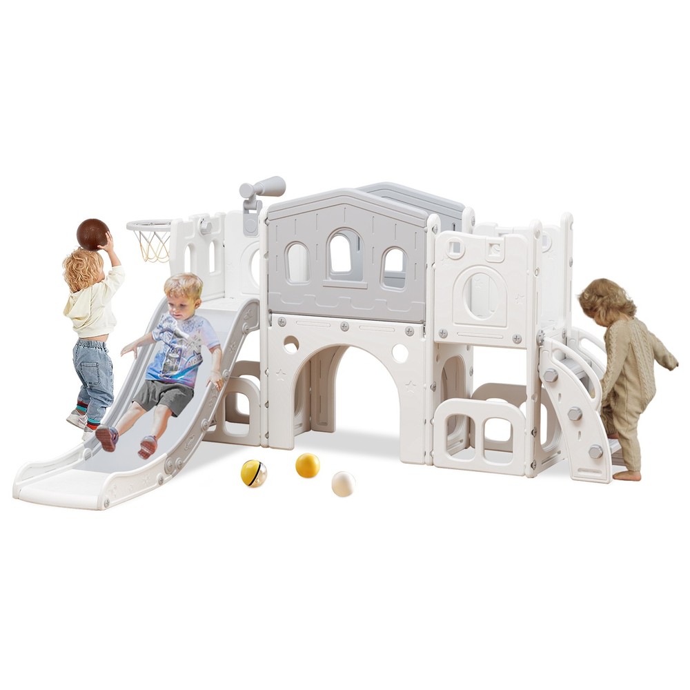 Toddler Slide Set, 8 in 1 Kids Slide with Climber, Indoor Outdoor Slide for 1-3