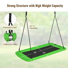 Goplus 700lbs Giant 60″ Platform Tree Swing Outdoor w/ 2 Hanging Strap Green