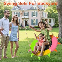 Saucer Swing for Kids Outdoor – 400lb Heavy-Duty Tree Swing with Adjustable