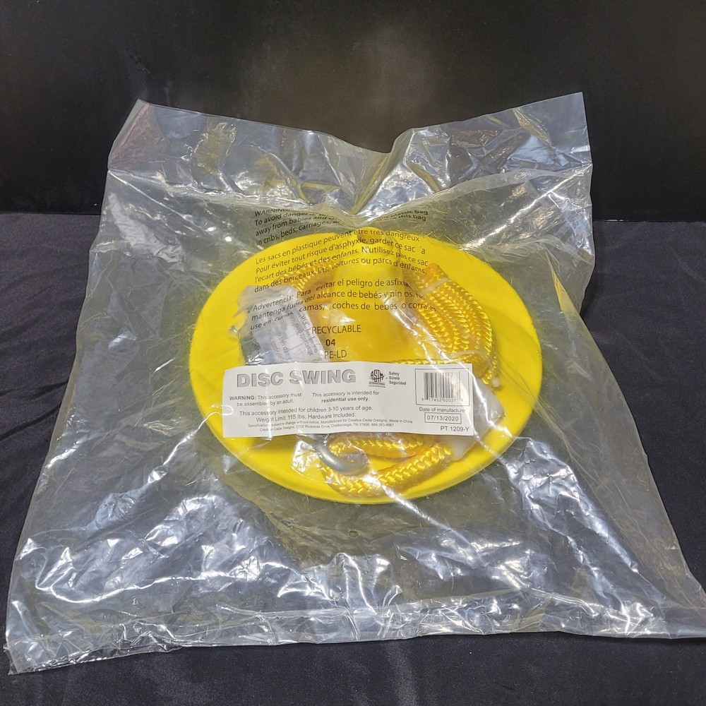 Disc Swing Yellow With Rope & Hardware Creative Cedar Designs NEW