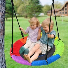 Durable 40 Inch Saucer Swing 700lb Weight Capacity with Waterproof Fabric Seat