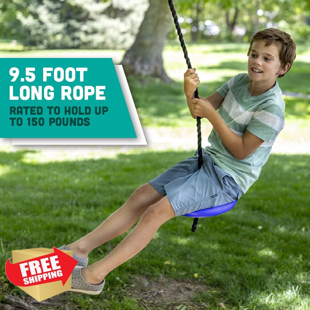 Squirrel Products Heavy Duty Disc Rope Tree Swing Blue