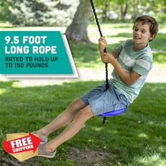 Squirrel Products Heavy Duty Disc Rope Tree Swing Blue
