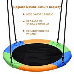 40 Inch Saucer Tree Swing, Large Rope Swing with Children Swing Multicolor