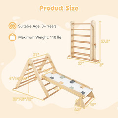 Pikler Triangle Set 7 in 1 Climbing Toys for Toddlers Foldable Baby Wood Montess