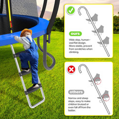 Trampoline Ladder and Slide Kit – Universal 3 Steps Stair Slide with Buffer, Eas