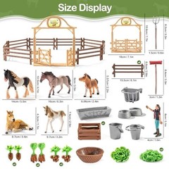 35 PCS Realistic Horse Playset – Stable Barn Toys for Kids, Perfect Birthday Gif