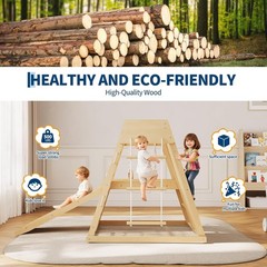 6-in-1 Indoor Playground Jungle Gym Kids Climbing Toys Wooden Climber Playset