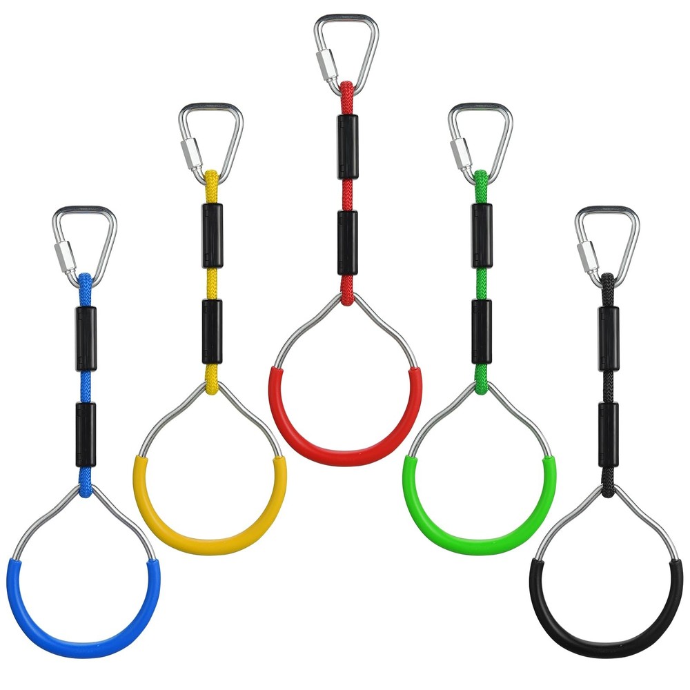 Hanging Ninja Rings, Fitness Gymnastic Rings Backyard Playground Training Equ…