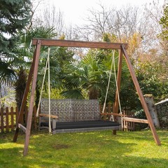 2-Person Outdoor Porch Swing with 118″ Hanging Ropes, Patiojoy PE Wicker Patio H
