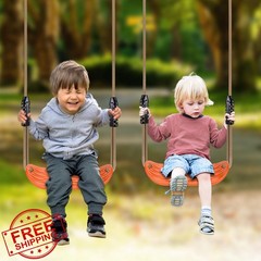 BeneLabel Swing Seats: 2 Pack Orange, 50-80″ Rope, 220LB Cap for Kids/Adults