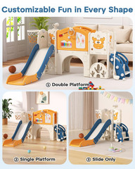 13-in-1 Toddler Slide Set with Basketball, Golf & Drawing Board – Blue & Yellow