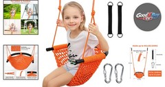 Kids Swing Set Heavy Duty Rope Swing Seat 440LBS Outdoor Indoor Orange