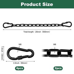 20 Inch Heavy Duty Swing Chain Kit with Automatic Locking Buckles, Galvanized…