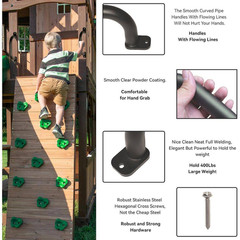 4 Pack 10 In. Metal Playground Safety Handles Outdoor Playset Grab Bars for Kids