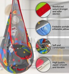 GARIG Pod Swing for Kids, Hanging Pod Swing Seat with Inflatable Pillow
