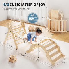 Pikler Triangle Set, Toddler Wooden Climbing Toys Indoor 7In1 Climber, Foldable